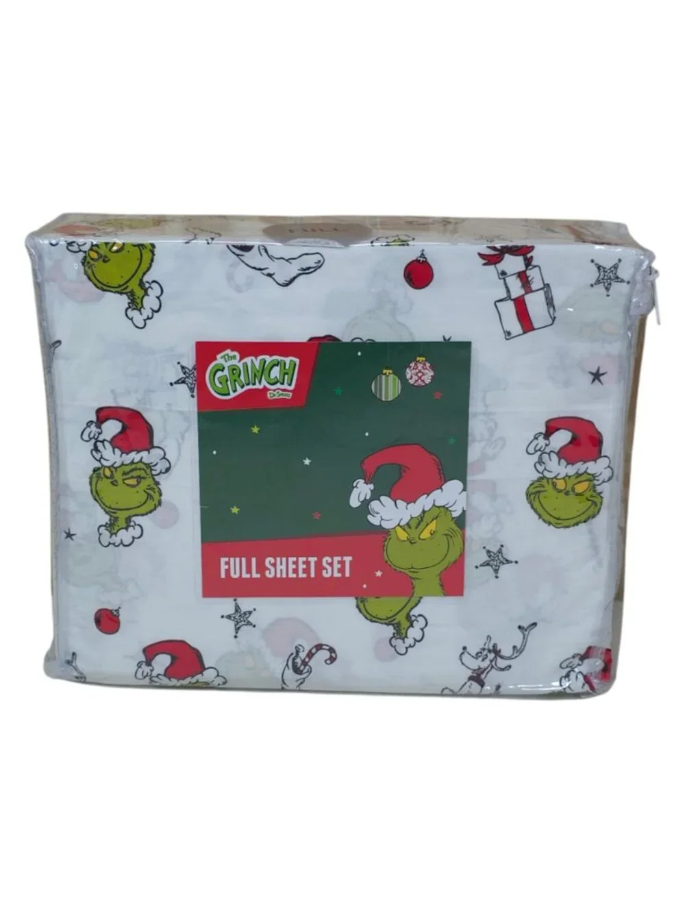 Dr. Seuss The Grinch Christmas Full Double Sheet Set 100% Cotton Holiday Bedding